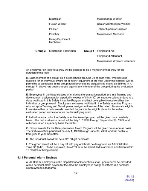 Memorandum of Understanding with Unit 12 - Dpa - State of California