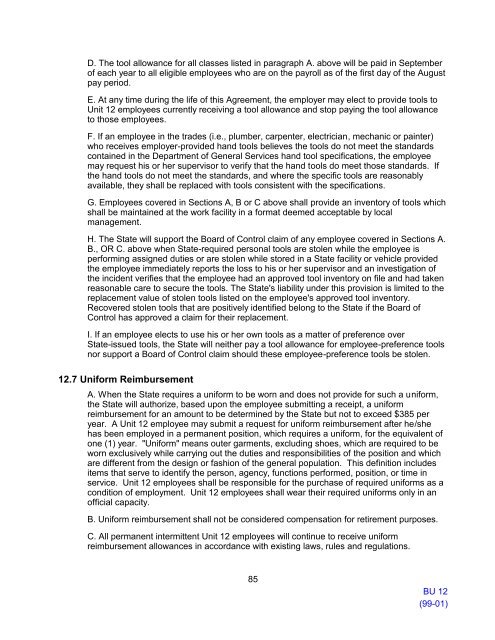 Memorandum of Understanding with Unit 12 - Dpa - State of California
