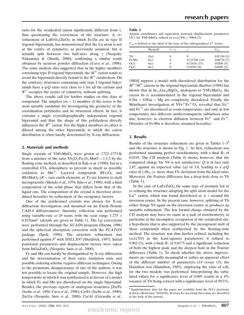 electronic reprint Crystal structure and charge distribution of ... - CRM2