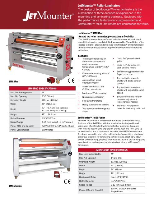 Drytac Jetmounter Laminators