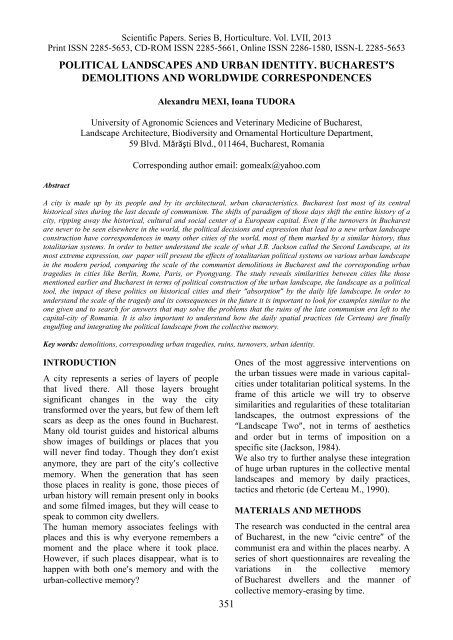 Read full article - Scientific Papers Series B Horticulture