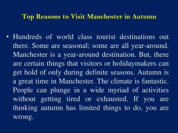 Top Reasons to Visit Manchester in Autumn