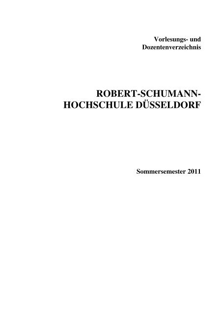 SS 2011 - Robert Schumann Hochschule Düsseldorf