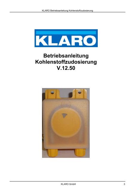 Betriebsanleitung - KLARO GmbH