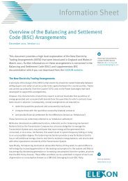 Overview of the Balancing and Settlement Code (BSC - Elexon