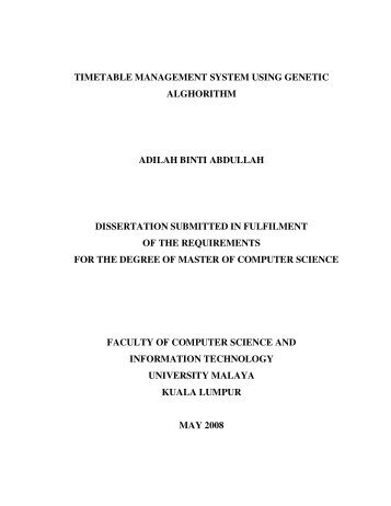 timetable management system using genetic ... - DSpace@UM