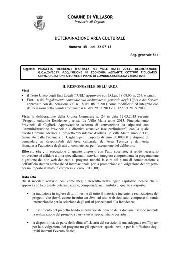 Determinazione AC 45/2013 - Comune di Villasor