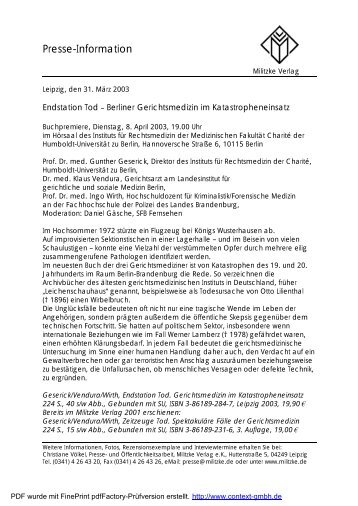 Presse-Information - Militzke Verlag