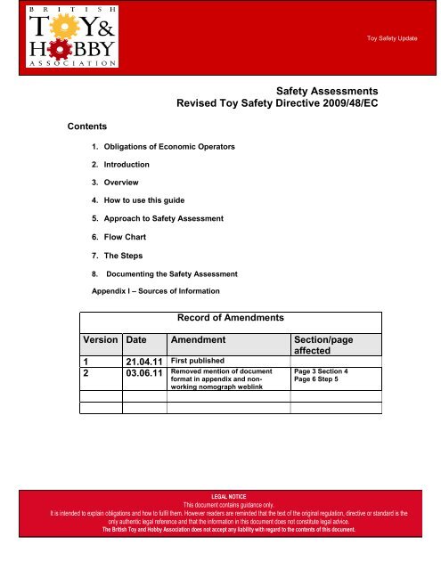 Safety Assessments Revised Toy Safety Directive 2009/48/EC