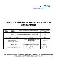 POLICY AND PROCEDURE FOR LEG ULCER MANAGEMENT