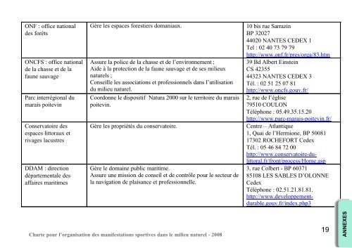 Charte pour l'organisation des manifestations sportives dans le ...