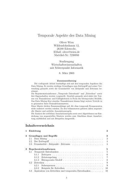 Temporale Aspekte des Data Mining - diko-project.de