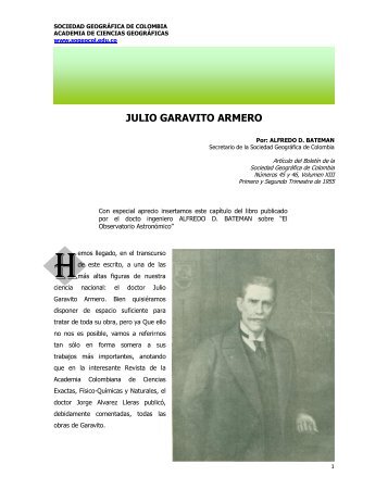 JULIO GARAVITO ARMERO - Sociedad GeogrÃ¡fica de Colombia