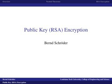 Public Key (RSA) Encryption - Louisiana Tech University