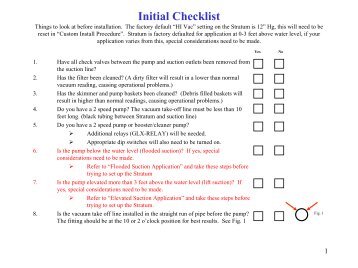 Initial Checklist - Bel-Aqua Pool Supply, Inc.