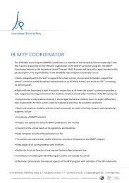 IB MYP COORDINATOR - International School of Paris