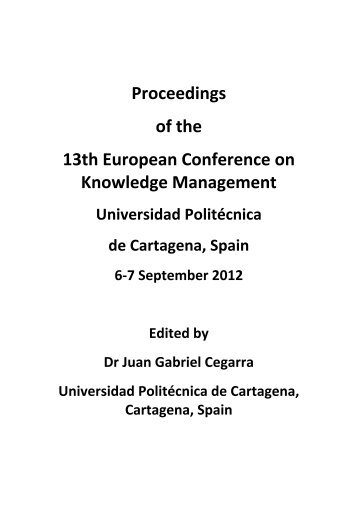 Proceedings of the 13th European Conference on Knowledge ...