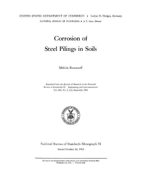 Corrosion of Steel Pilings in Soils