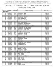 fall 2012 (february 2013) examination result - Institute of Cost and ...