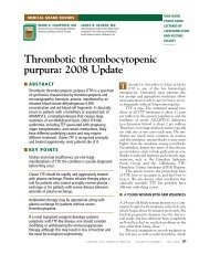 Thrombotic thrombocytopenic purpura - Cleveland Clinic Journal of ...