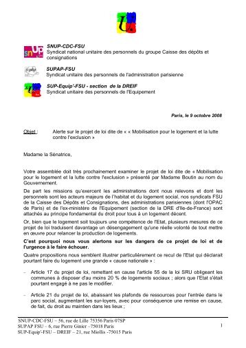 SNUP-CDC-FSU Syndicat national unitaire des ... - SUP-Equip