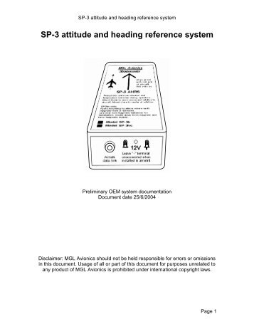 SP-3 attitude and heading reference system - MGL Avionics