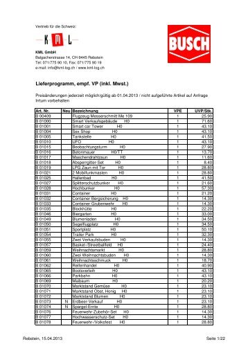 Busch MEZ Verkaufspreisliste 2013 - auf kml-log