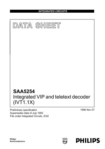 SAA5254 Integrated VIP and teletext decoder (IVT1.1X) - Meditronik