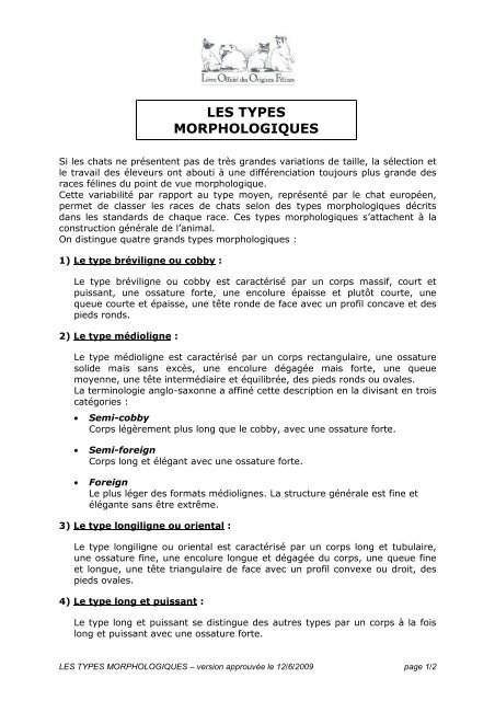 Les Types Morphologiques Loof Les Types Morphologiques Loof