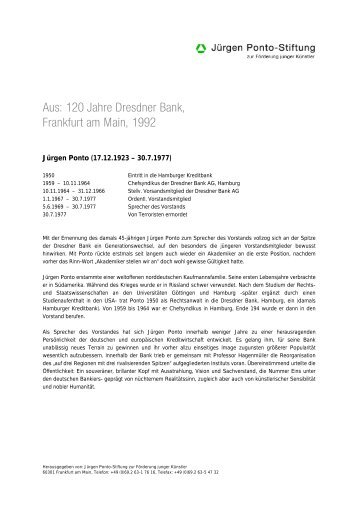Aus: 120 Jahre Dresdner Bank, - Jürgen Ponto-Stiftung