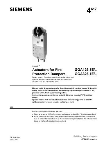 4617 Actuators for Fire Protection Dampers GGA126.1E ... - Ifs Store