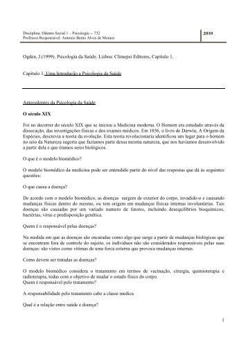 Texto Basico 1 - Ogden Uma Introducao a Psicologia da SaÃºde