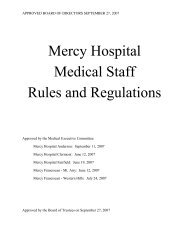 Mercy Hospital Medical Staff Rules and Regulations - Mercy Health