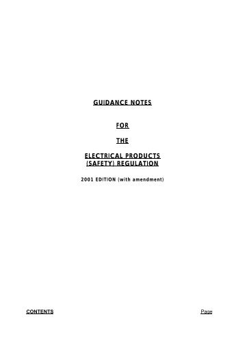 GUIDANCE NOTES FOR THE ELECTRICAL PRODUCTS (SAFETY ...