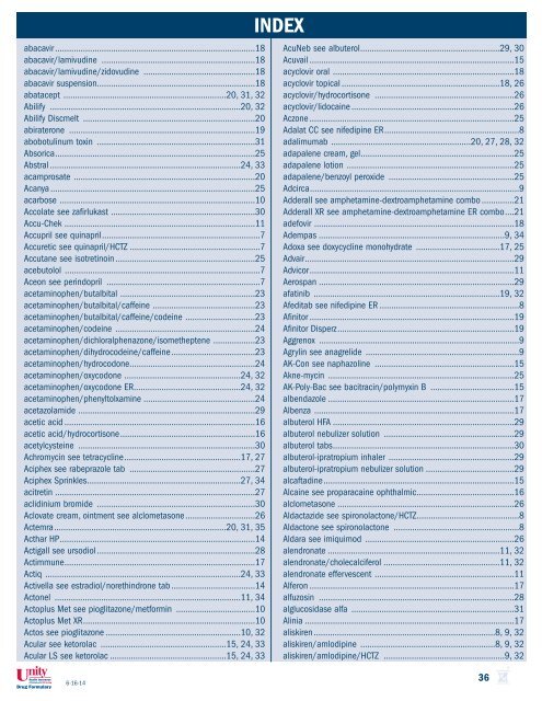 Drug Formulary - Unity Health Insurance