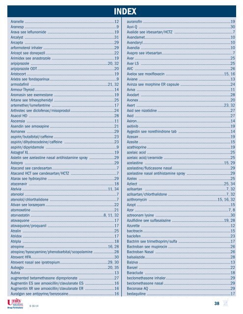 Drug Formulary - Unity Health Insurance