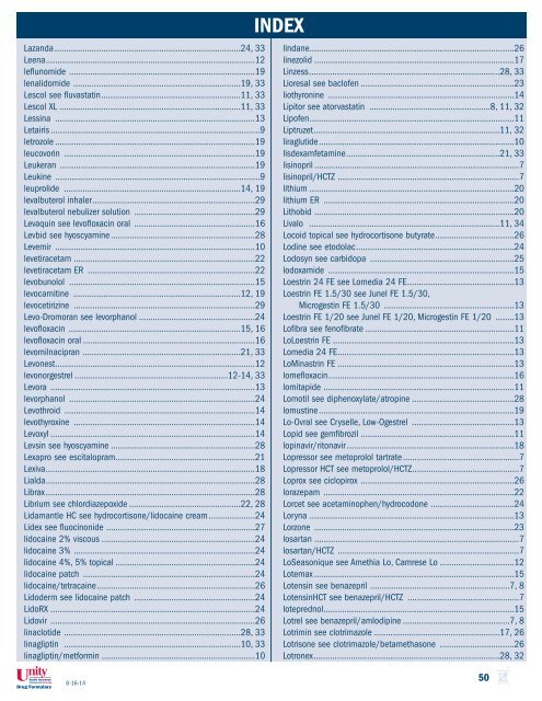 Drug Formulary - Unity Health Insurance