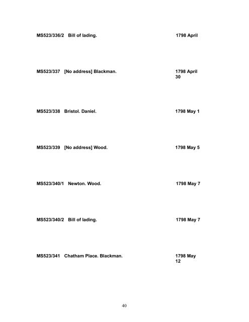 1 MS523/1 Early accounts of sales of sugar, to 1716, for Samuel ...