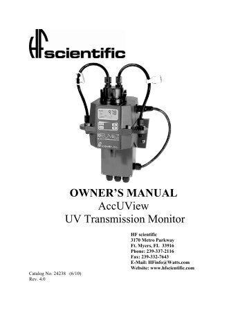 OWNER'S MANUAL AccUView UV Transmission ... - HF scientific