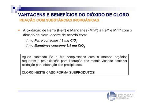 DiÃ³xido de cloro no tratamento da Ã¡gua - Sabesp