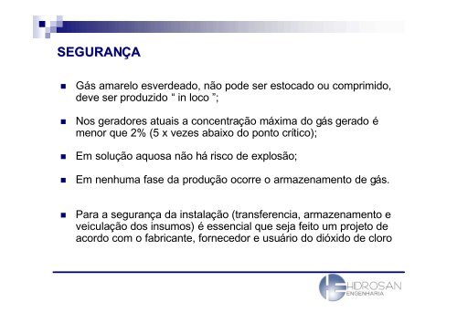 DiÃ³xido de cloro no tratamento da Ã¡gua - Sabesp