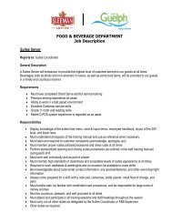 Food and Beverage Job descriptions