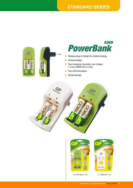 PowerBank + Rechargeable Batteries - Gold Peak Industries