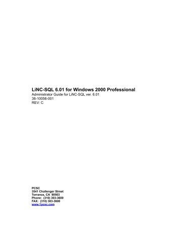 LiNC-SQL 6.01 for Windows 2000 Professional - PCSC