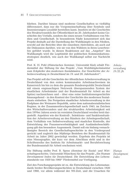 Jahresbericht 2001/2002 - Fritz Thyssen Stiftung