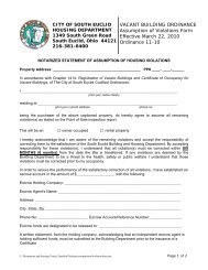 Assumption of Violation Form - City of South Euclid