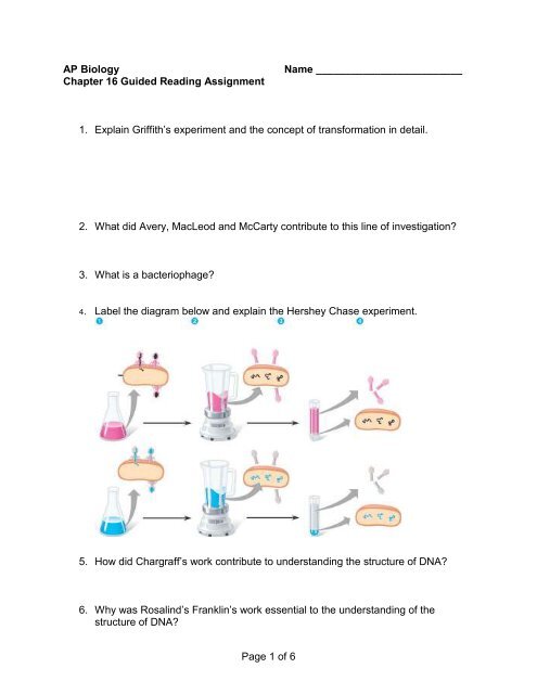 Page 1 of 6 AP Biology Name Chapter 16 Guided Reading ...