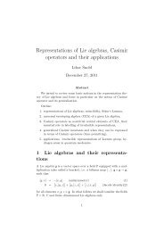 Representations of Lie algebras, Casimir operators and their ...
