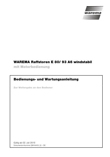 Raffstore E80/93 A6 windstabil mit Motorbedienung - Warema