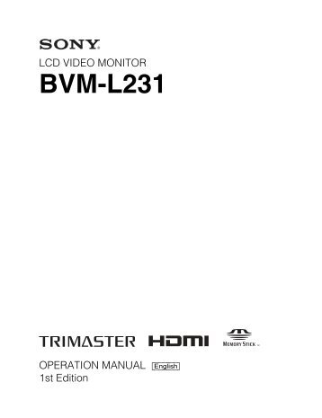 BVM-L231 Manual (PDF) - Dynamix Professional Video Systems